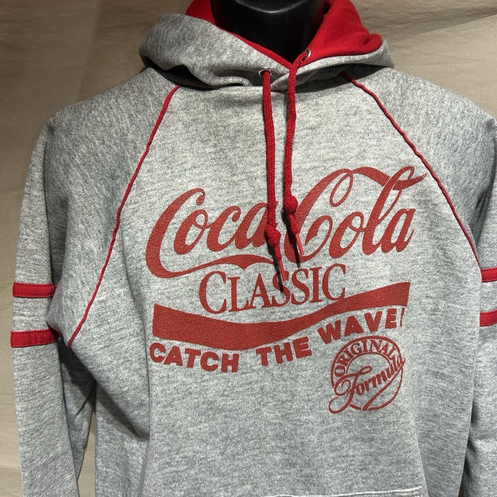 Vintage 80s Coca Cola Classic Catch The Wave Hoodie Mens L Tultex Made in USA
